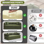 GarveeHome 79" Convertible Sleeper Sofa Bed Couch, 4-in-1 Corduroy Folding Sofa Bed with Pillow & Fixed-Shape, Floor Mattress Couch Loveseat for Living Room Apartments - No Assembly, Green