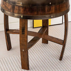 Farmhouse Whiskey Barrel End Table,Rustic Handcrafted Barrel Table,Solid Wood Round Coffee Tables,Oak Barrel Decor Furniture