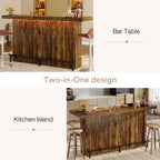 Tribesigns 4-Tier Bar Table, 70.9-Inch Large Home Bar Unit, Brown | with Storage Shelves, Wine Glass Holder and Footrest; for Kitchen, Indoor