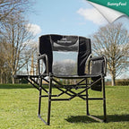 SUNNYFEEL Oversized Camping Chair Portable Directors Chairs with Side Table | Heavy Duty Folding Lawn Chair for Adults 300LBS with Compact Size, Breathable Mesh, Pocket & Carry Bag for Outdoor, Lawn, RV