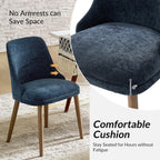 HULALA HOME Dining Chairs Set of 2, Navy Fabric Upholstered Dining Room Chairs Set with Solid Wood Legs, Paded Back, Modern Kitchen Accent Chairs for Living Room Bedroom Reception