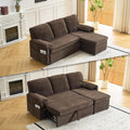 VINGLI Sectional Sleeper Sofa with Pull Out Couch Bed, 85 Inch L-Shaped Convertible Sofa Bed, 5 Seat Modular Sectional Couches for Living Room with Storage Chaise, USB Charging, Side Pockets