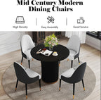 AF ARTISAN FURNITURE Black White Dining Chairs Set of 2 with High Backs Mid Century Modern Kitchen Dining Room Chairs PU Faux Leather Upholstered Large Padded Accent Chair with Legs