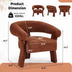 ANJ Modern Chenille Accent Chair, Barrel Armchair with Solid Wood Legs & Curved Backrest, Modern Arm Chair with Upholstered Fabric for Living Room & Vanity Room, Orange