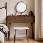 Vanity Desk, Solid Rubberwood Dressing Table, Study Desk and Vanity Table for Bedroom, 18" D x 29" W x 32" H (NO Mirror and NO Stool, only Vanity Desk)