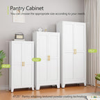GAIOUS Metal Pantry Cabinet, Kitchen Pantry Storage Cabinets with 2 Door | and 3 Adjustable Shelves, White Kitchen Pantry Cabinet, Freestanding Cupboard for Dining Room Living Room Bathroom
