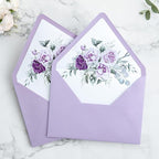 PONATIA 50PCS A7 Euro Flap Envelopes, 5.25 x 7.25'' Lilac Flowers Liner Envelopes for 5x7 Weddings Invitations, Photos, Postcards, Greeting Cards, Christmas Gift Cards, Acrylic Mailing