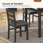 Sophia & William 5 Piece Dining Table Set for 4, Faux Marble Kitchen Table and Chairs Set, Solid Wood Farmhouse Dinner Table Set,Veined Black Marble & Gray