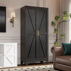 LCAOPC 71" Tall Metal Storage Cabinet with 2 Doors and 4 Adjustable Shelves, 5-Tier Kitchen Pantry Storage Cabinet for Kitchen, Living Room, Dining Room and Office, Black