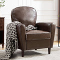 Mid Century Accent Chair, Modern Faux Leather Arm Chair, Comfy Upholstered Reading Chair Single Sofa Chairs for Living Room, Bedroom, Club, PU Coffee