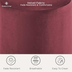 Studio Living® 19” Wentworth Ottoman Round Soft Velvet Bench, Stationary Ottomans, Backless Chair, Footrest for Living Room, Footstool Office, Bedroom, Padded Seat, Plum