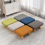 7-Inch High Stool, Small Linen Footstool, Solid Wood Frame, Entryway Shoe Bench, with Padded Footrest, Suitable for Living Room, Entryway, and Bedroom Natural Legs Orange
