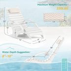 Pool Lounge Chairs Set of 2, Shallow Water 8-10 Inches Deep, HDPS Fade Resistant Pool Tanning Chair with Armrest, Cup Holder, Headrest, 330lbs Capacity, Outdoor Deck Sun Shelf Lounger, White