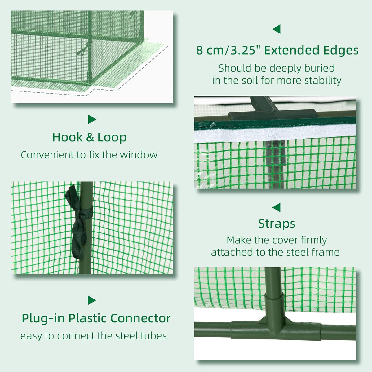 Outsunny 71" x 36" x 28" Mini Greenhouse Portable Hot House for Plants with Large Zipper Windows for Outdoor, Indoor, Garden, Green