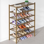 Smiry Bamboo Shoe Rack for Closet, 6 Tier Wooden Stackable Shoe Organizer, Free Standing Shoes Storage Shelf for Entryway, Front Door Entrance, Walnut