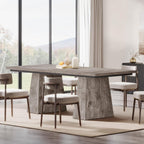 Tribesigns Dining Table for 6, Farmhouse Wood Dinner Rectangular Table Kitchen Table with Double Pedestal, 63" L x 31.5" W x 30" H, Grey