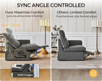 138.6'' Oversized Power Recliner Sofa with Headrest, Modular Cloud Sectional Couch with Convertible Table, Charging, Drawer, Cup Holder, 4-Seater with Storage Ottoman, Chenille, Grey