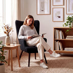 TLSUNNY Accent Chair, Upholstered Teddy Fabric Living Room Chairs | High Back Mid Century Modern Accent Chair, Comfy Wingback Chair for Living Room, Bedroom