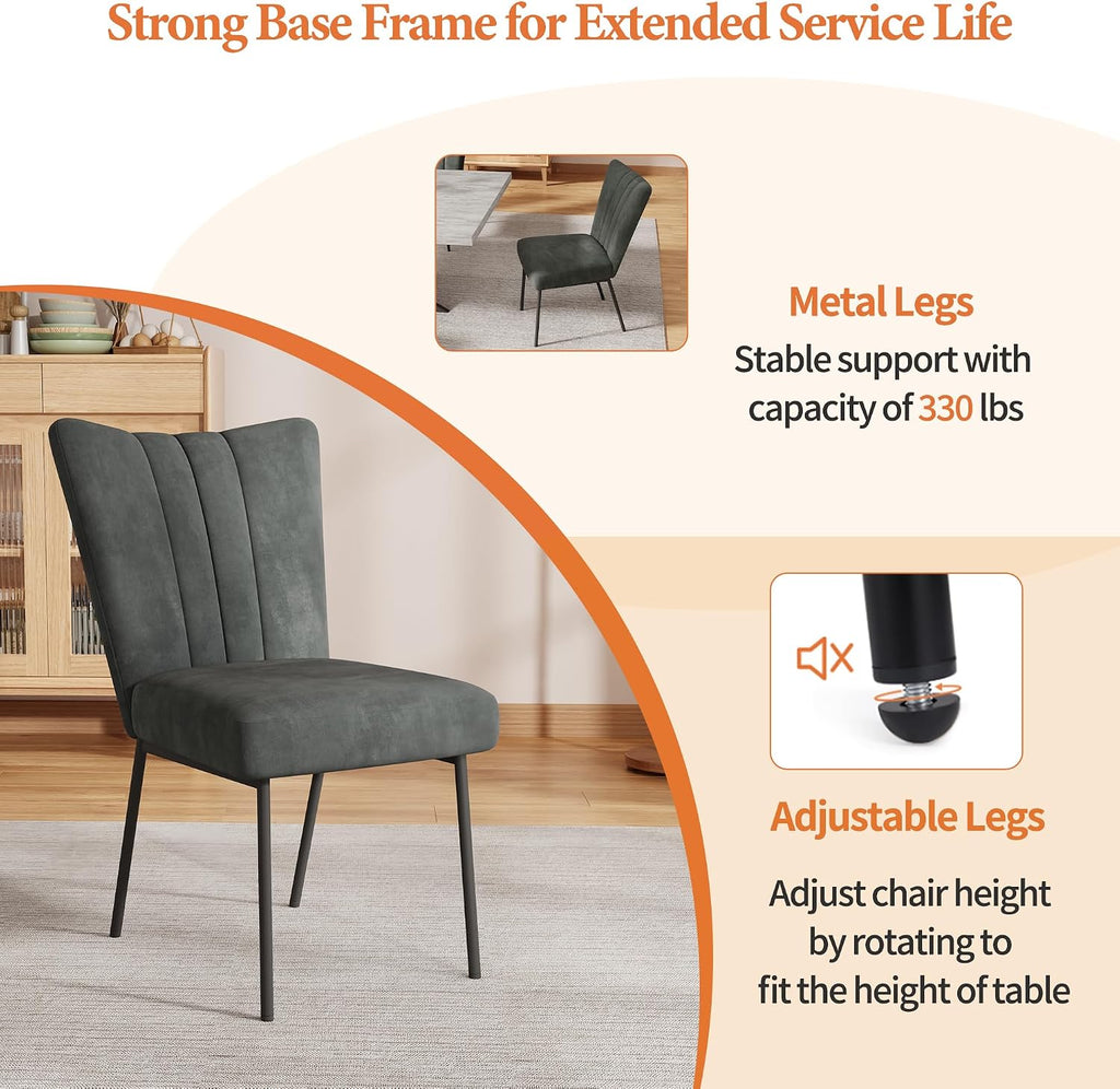 ZckyCine Dining Chairs Set of 4, Upholstered Velvet Kitchen Chairs with Thick Padded Seat and Sturdy Metal Legs, Modern Farmhouse Accent Chairs for Dining Room, Living Room（Just 4 Chairs）