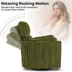 Electric Nursing Power Swivel Rocker Recliner with 2 Pillows, Green