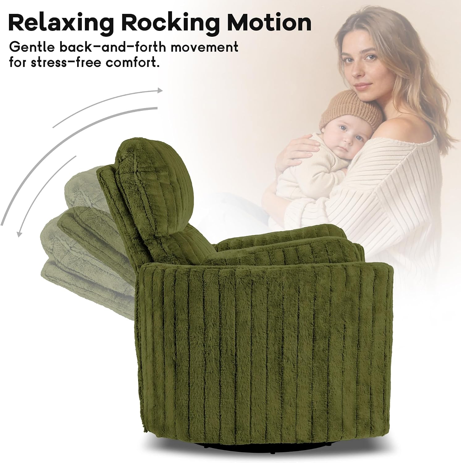 Electric Nursing Power Swivel Rocker Recliner with 2 Pillows, Green