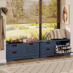FATORRI 41 Inch Storage Bench, Industrial Shoe Bench for Entryway, End of Bed Bench and Window Bench for Living Room, Bedroom and Mudroom (Blue)