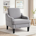 Mid-Century Accent Chair, Comfy Arm Chair Upholstered Living Room Chair for Bedroom, Fabric Reading Chair with Wood Legs for Apartment, Waiting Room, Vanity Room (Gray)