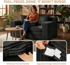 Loveseat Sofa Bed, Tri-Folding Convertible Futon Sleeper with Handle & Side Pockets, 54'' Couch with Hook and Loop No Assembly for Small Space,Living Room & Bedroom