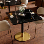 63''Dining Table for 4-6,Modern Sintered Stone Dining Table,Kitchen Tables for 4-6 with Aluminum Alloy Edge&Metal Base,Rectangular Dinner Eating Tables for Restaurants/Dining Room/Marble Black Gold