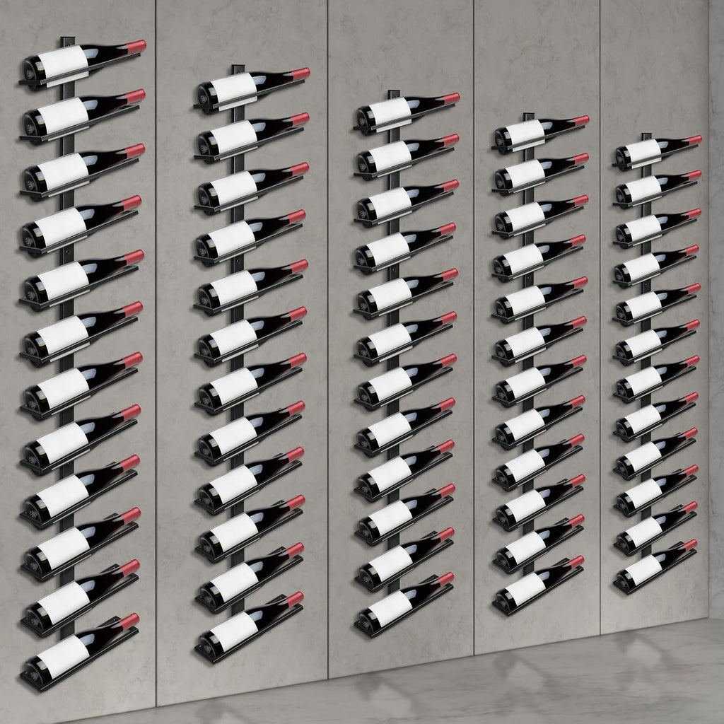 ETOYA Wall Mounted Wine Rack, H 59inch, 12 Rows, 60 Bottle Wine Cellar Racks, Metal Wine Bottle Holder for Dining Room, Kitchen, Bar, Basement & Restaurant (5 Columns（60 Bottles）)