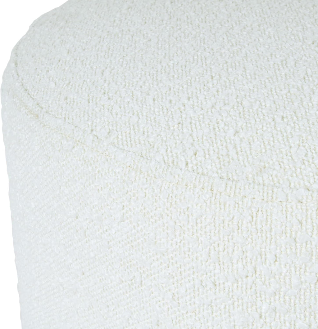 Spatial Order 22" Round Ottoman with Wooden Base - Cream Textural Fabric