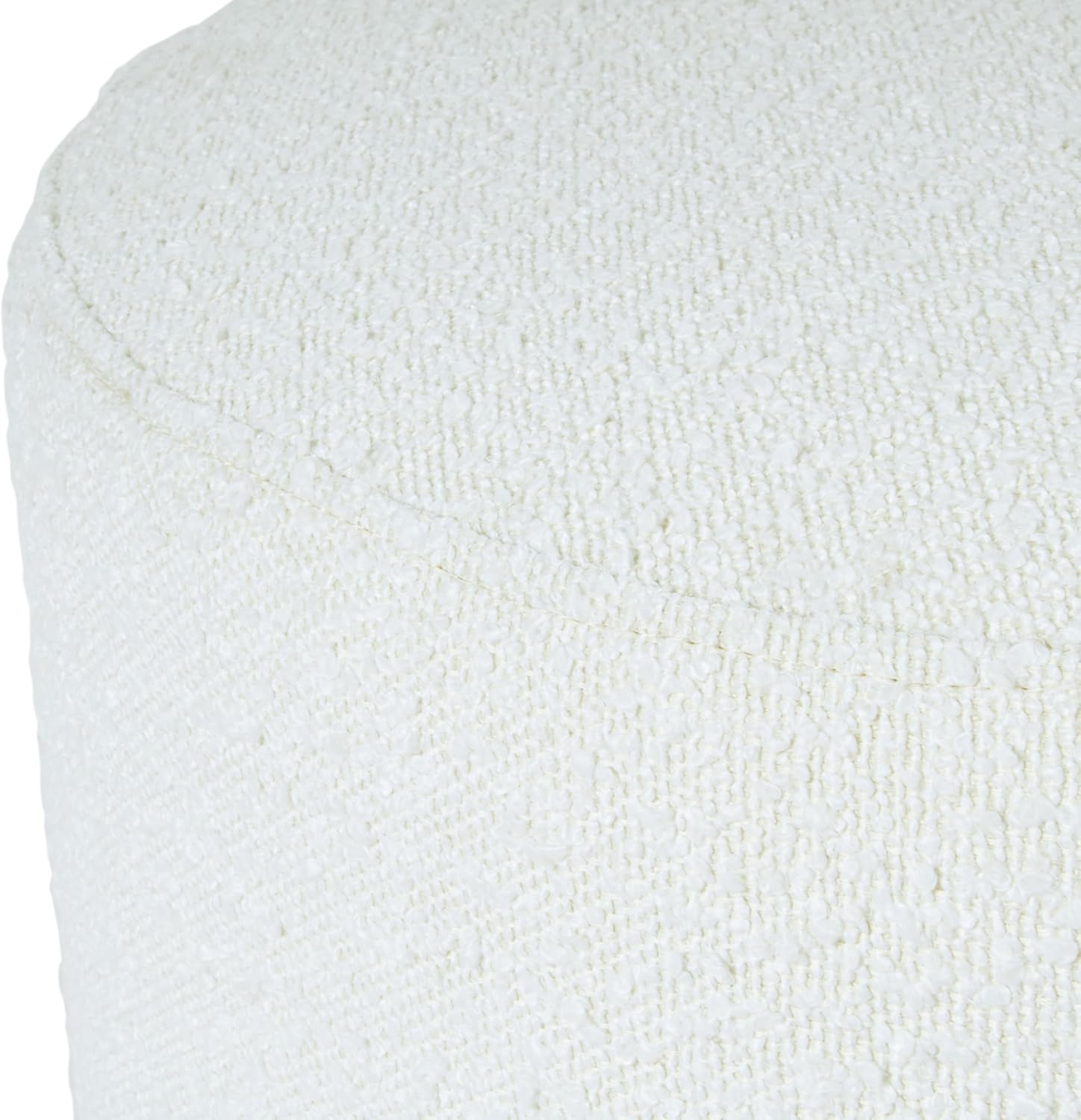 Spatial Order 22" Round Ottoman with Wooden Base - Cream Textural Fabric