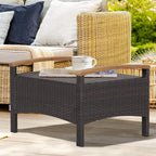 DORTALA Outdoor Ottoman Wicker 2 Piece, Square Patio Ottomans PE Rattan Foot Rest Footstool with Cushions for Couch, Chair, Beige