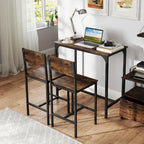 GOFLAME 3-Piece Bar Table Set, Counter Height Pub Table & 2 Barstools with Metal Frame, Industrial Space Saving Dining Set for Kitchen, Dining Room, Bistro, Restaurant, Small Space, Rustic Brown