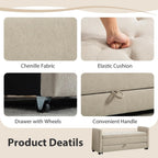 Chifee & Vingol 58.27" W Ottoman Bench with Double Storage Space, Upholstered End of Bed Storage Bench Entryway Shoe Benches,Griege