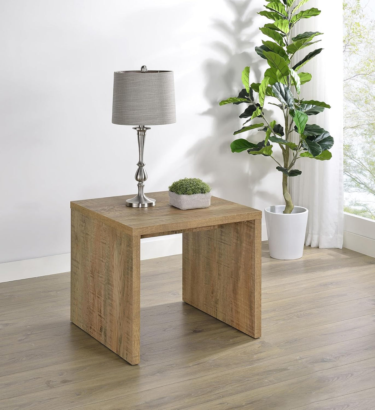 Coaster Home Furnishings - Canoga - Wood - End Table with Square Flat Top, U-Shaped Frame and Rustic Style - Living Room - 23.5-Inch - Mango - 706357
