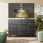 Dresser for Bedroom 10 drawer TV Stand Black fabric dresser for 55'' TV