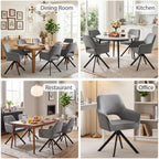 Furniliving Modern Swivel Dining Chairs Set of 2, Upholstered Chenille Dining Room Chairs with Thicken Cushion, 360° Rotating Kitchen Chairs with Metal Legs for Dining Room