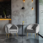 Yaheetech Barrel Accent Chairs Set of 2, Modern Cozy Vanity Chairs, Gray