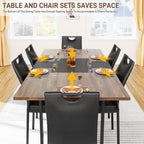 chartustriable 7PCS Dining Table Set with 6 Chairs for 4 5 6 People, 71" Large Wooden Kitchen Table Sets with 6 Upholstered Chairs,6-Person Kitchen Table & Chairs Set for Dining Room Kitchen(Brown)