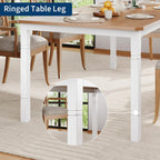IDEALHOUSE 79" Dining Table for 6-8 People, Modern Rectangular Kitchen Table with Sturdy Metal Legs, Large Wood Farmhouse Dining Room Table for Home Office, Conference, White & Oak