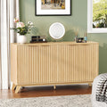 VINGLI 55" Buffet Cabinet with Storage, Fluted 4 Doors Sideboard Cabinet with Adjustable Shelves, Modern Storage Cabinet with Doors for Kitchen, Dining Room & Living Room, Natural Oak
