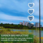 DJUAN Heart Bird Scare Discs Set-Highly Reflective Double-Sided Bird Reflectors,Extra Sparkly Metal Wind Spinner Outdoor Garden Decor, Bird Devices Deterrent to Scare Birds Away from Yard Patio Farm