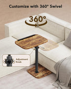 HUANUO TV Tray Table, Adjustable Height TV Tray with 360° Swivel & 90° Tilt Tabletop, TV Tables for Eating with Anti-Slip Bar, TV Tray for Bed, Sofa, Dining, Laptop, Living Room & Home Office
