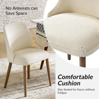 HULALA HOME Dining Chairs Set of 2, Ivory Fabric Upholstered Dining Room Chairs Set with Solid Wood Legs, Paded Back, Modern Kitchen Accent Chairs for Living Room Bedroom Reception