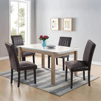 VECELO Upholstered Dining Chairs Set of 6, Modern PU Leather Accent Parsons, Solid Wood Legs w/Rubber Footpads, for Living Room Kitchen, Coffee