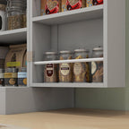 HOMCOM 65" Kitchen Pantry Storage Cabinet 16 Door Shelves Gray | Freestanding Kitchen Cabinet, 4 Doors, 8-Tier Shelving, Adjustable Shelves