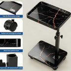 C Table End Table Adjustable Height, 360°Swivel TV Tray Table for Small Spaces, Side Tables with Wheels for Living Room and Bedroom, Bed (Black-15.7 x 11.8 inches)