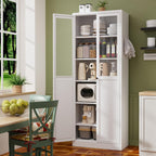 DSHADE 72" Tall Metal Kitchen Pantry Cabinet with Adjustable Shelves & Doors, Heavy-Duty Freestanding Storage Organizer, Tool-Free Assembly for Living Room, Bathroom, White