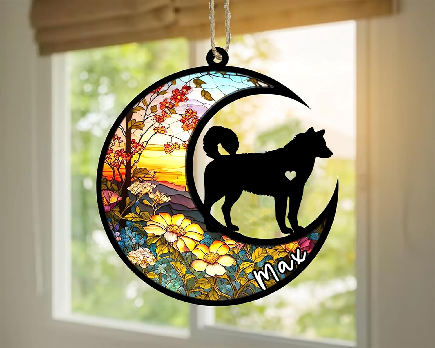 Personalized Dog Memorial, Custom Name Husky Dog Christmas Ornament with Name, Custom Breeds, Pet Loss Light Catcher, Gifts for Lovers Loss of Pet Sympathy on Mothers Day Christmas
